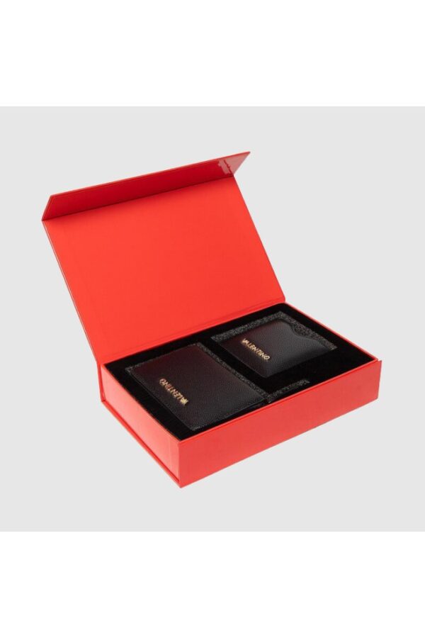 VALENTINO Zestaw czarny portfel damski z lusterkie