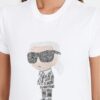 KARL LAGERFELD Biały damski t-shirt Ikonik 2.0