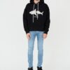 PALM ANGELS Czarna męska bluza z kapturem White Shark Hoody