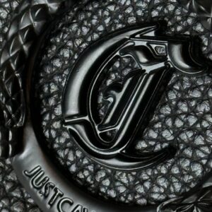 JUST CAVALLI Czarna saszetka JC Logo Metal Circle - Style 2
