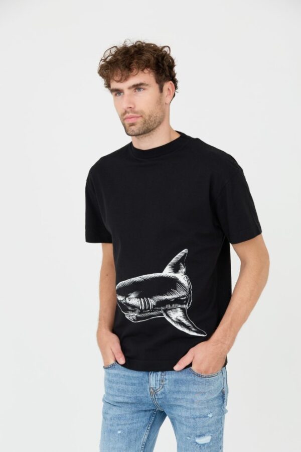 PALM ANGELS Czarny męski t-shirt Broken Shark Classic Tee