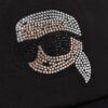 KARL LAGERFELD Czarna damska czapka z daszkiem Ikon Rhinestone