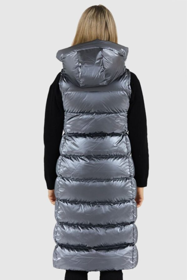 63f6195546885f516b1da49354f7516526f34c68 HETREGO Srebrny damski płaszcz puchowy z odpinanymi rękawami Summer, Rozmiar 38 EU - 42 IT
