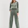JUICY COUTURE Zielona damska bluza Marissa Velour Track Top
