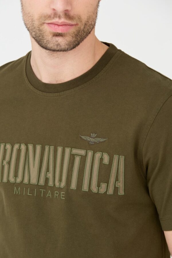 AERONAUTICA MILITARE Zielony bawełniany męski t-shirt