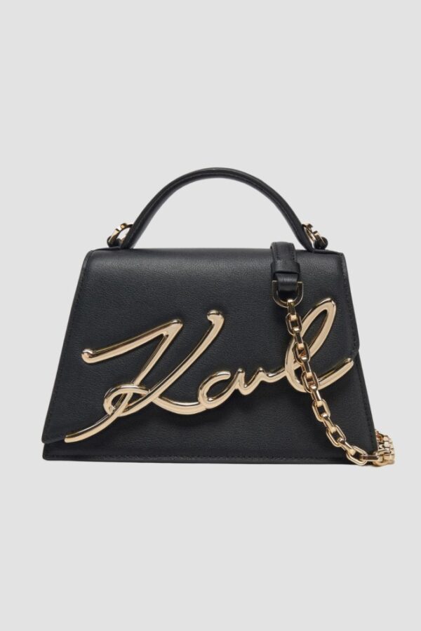 KARL LAGERFELD Czarna mała skórzana torebka K/signature 2.0