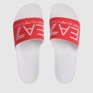 EA7 Koralowo-białe klapki z białym logo