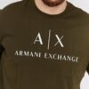 ARMANI EXCHANGE Oliwkowy t-shirt męski z białym logo