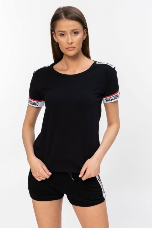 6642f4a4d7622016e5d2ab711fe2d8843ee0aa3d MOSCHINO Czarne szorty damskie z lampasami