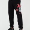 JUST CAVALLI Czarne męskie spodnie z nadrukiem R 1998 Dripp