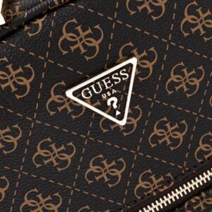 GUESS Brązowy damski logowany plecak Power Play II