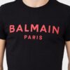 BALMAIN Czarny męski T-shirt z czerwonym logo