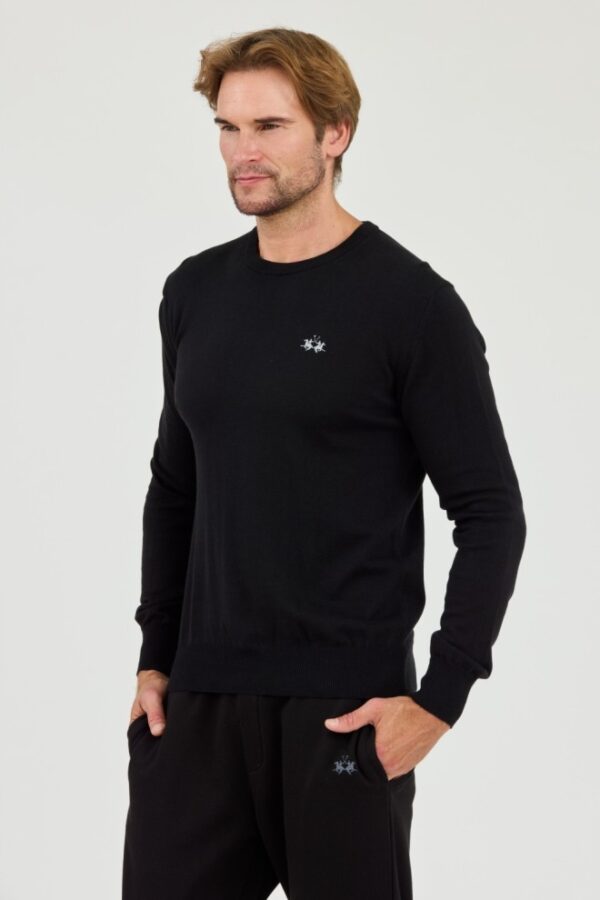 LA MARTINA Czarny męski sweter wełniany