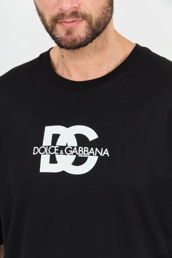 DOLCE & GABBANA Czarny męski t-shirt z dużym logo, Rozmiar 50