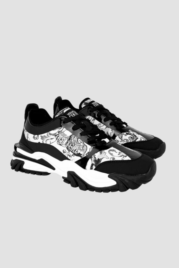 VERSACE JEANS COUTURE Czarno-białe sneakersy męskie Fondo New Trail Trek Dis. 10