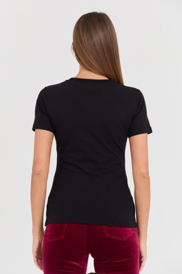 JUST CAVALLI Czarny damski t-shirt Logo Gold