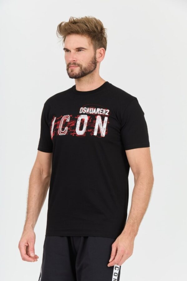 DSQUARED2 Czarny męski t-shirt Icon Scribble Cool Fit Tee