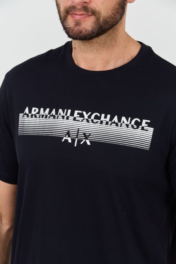 ARMANI EXCHANGE Granatowy męski t-shirt ze srebrnym logo