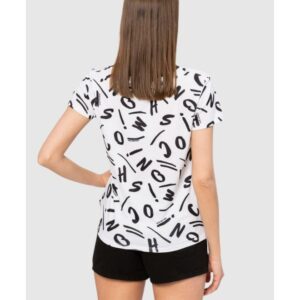 69d809d21808494751bf3dd8e98727ab177a375f MOSCHINO Biały t-shirt dmski w czarne litery