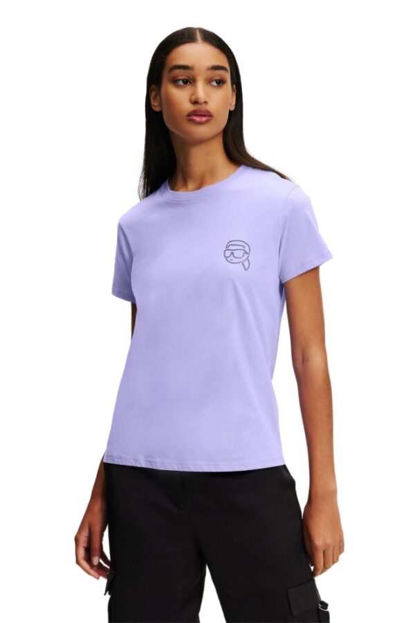 KARL LAGERFELD Lawendowy damski t-shirt Ikonik 2.0 Jelly