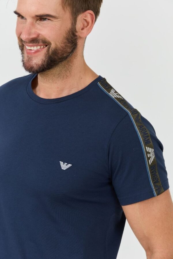 EMPORIO ARMANI Granatowy męski t-shirt bande logo