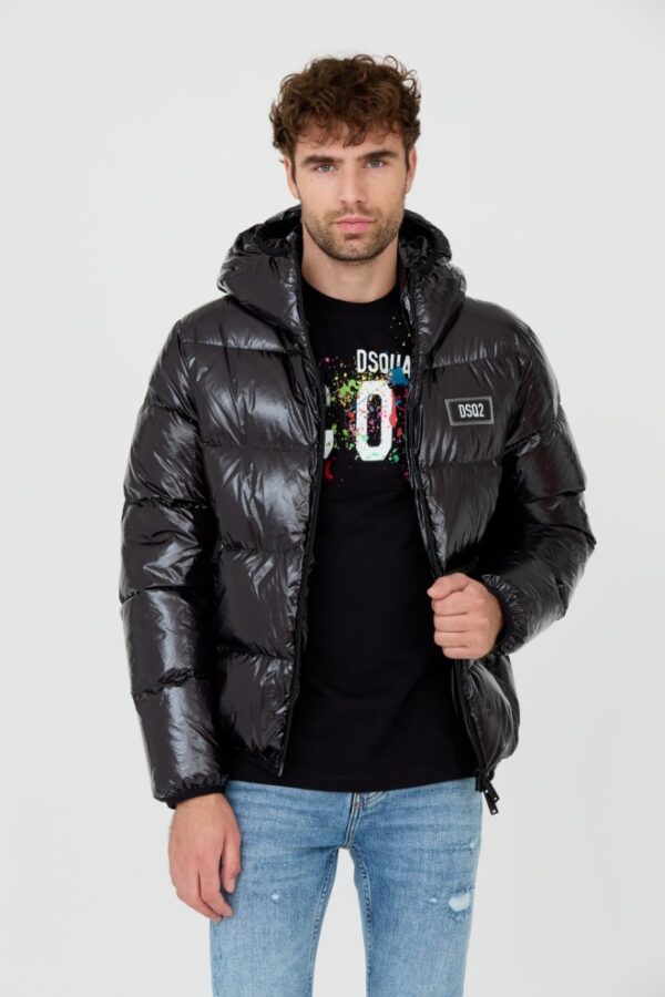 DSQUARED2 Czarna męska puchowa kurtka Puff Kaban, Rozmiar 56