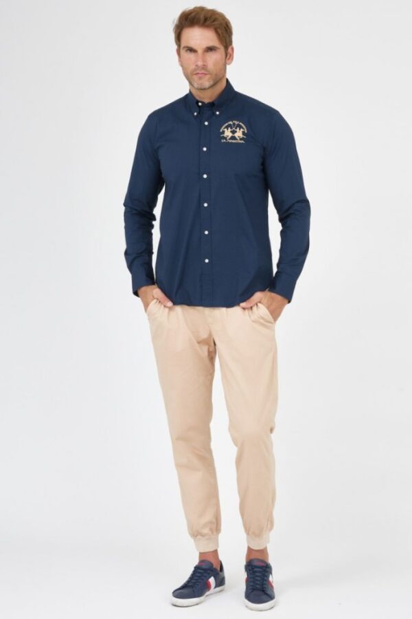 6bb1cfcb238d77a92df584f8a7166348ead25f97 LA MARTINA Granatowa koszula męska poplin stretch