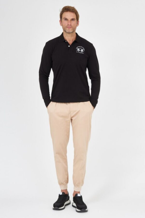 6bf39d7a89b9f7681f0f8310a89f329c842f3da7 LA MARTINA Czarne męskie polo z długim rękawem