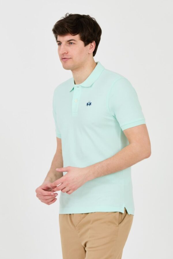 LA MARTINA Miętowe męskie polo z małym logo