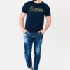 GUESS Granatowy t-shirt męski beachwear