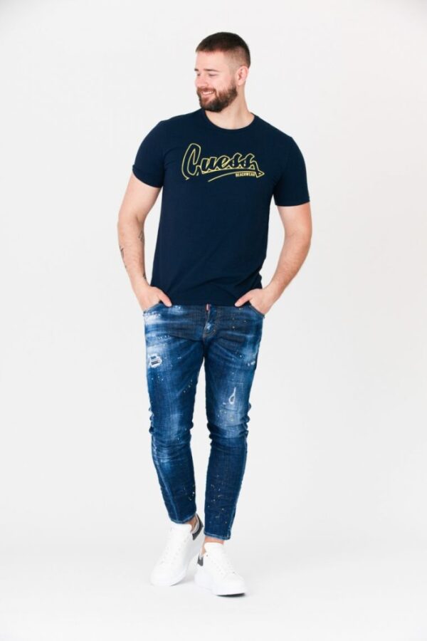 GUESS Granatowy t-shirt męski beachwear