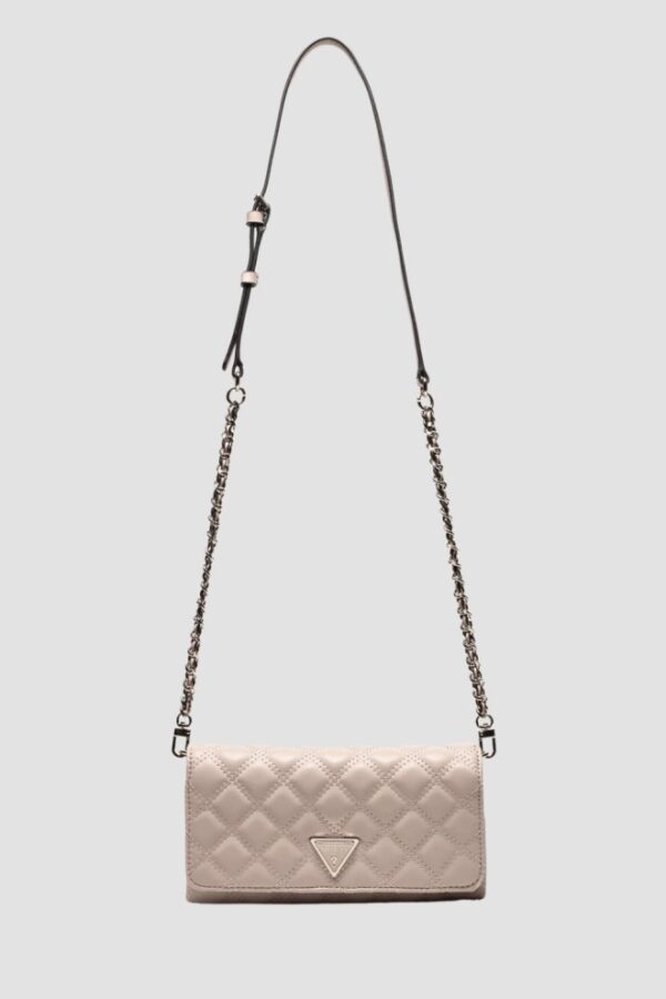 GUESS Damski portfel na łańcuszku w kolorze taupe Giully II Mini