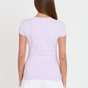 GUESS Lawendowy damski t-shirt 4G LOGO TEE