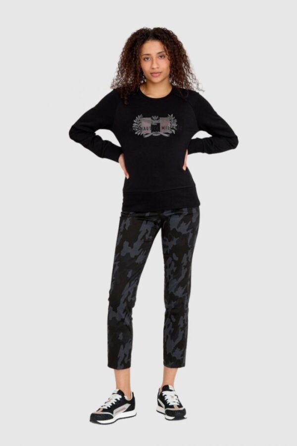 AERONAUTICA MILITARE Czarna bluza damska z dużym haftowanym logo