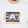 EA7 Męski biały t-shirt z holograficznym logo