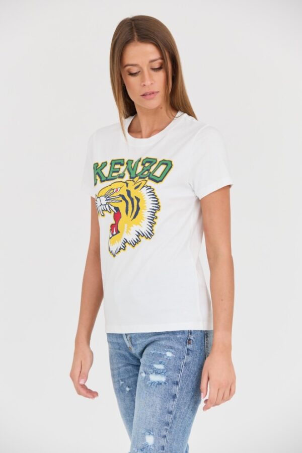 KENZO Biały damski t-shirt Tiger Varsity crewneck