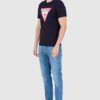 GUESS Granatowy męski t-shirt bawełniany slim fit