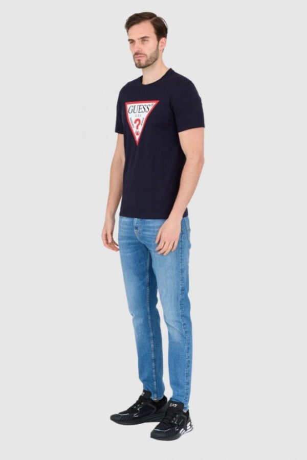 GUESS Granatowy męski t-shirt bawełniany slim fit