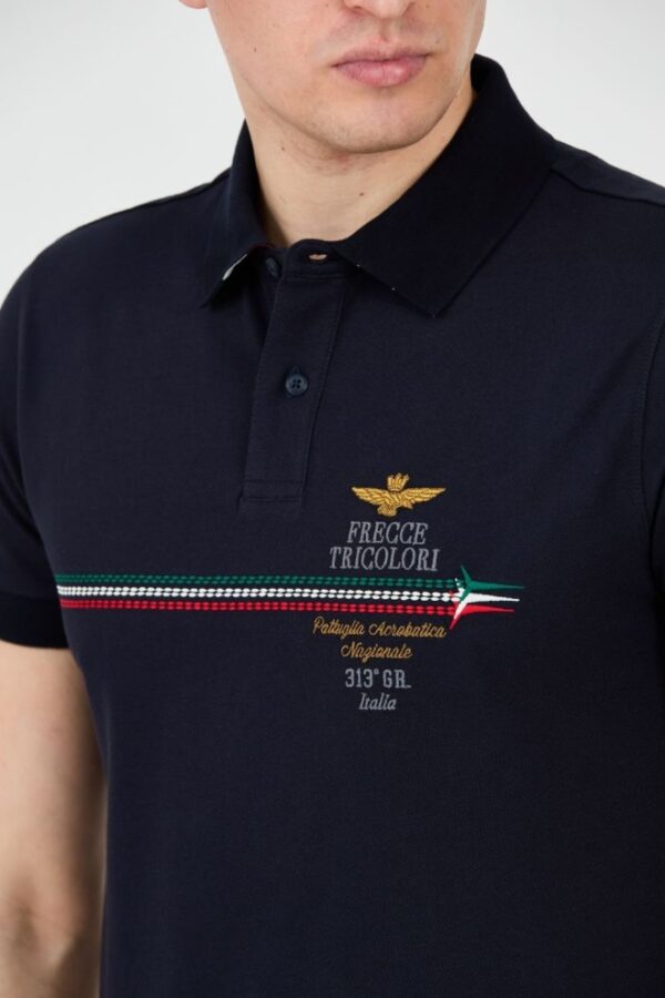 AERONAUTICA MILITARE Granatowe męskie polo Frecce Tricolori Embroidered