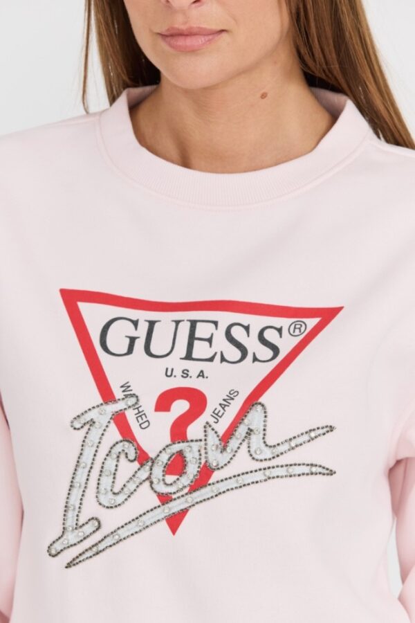 GUESS Różowa damska bluza Icon z dużym logo