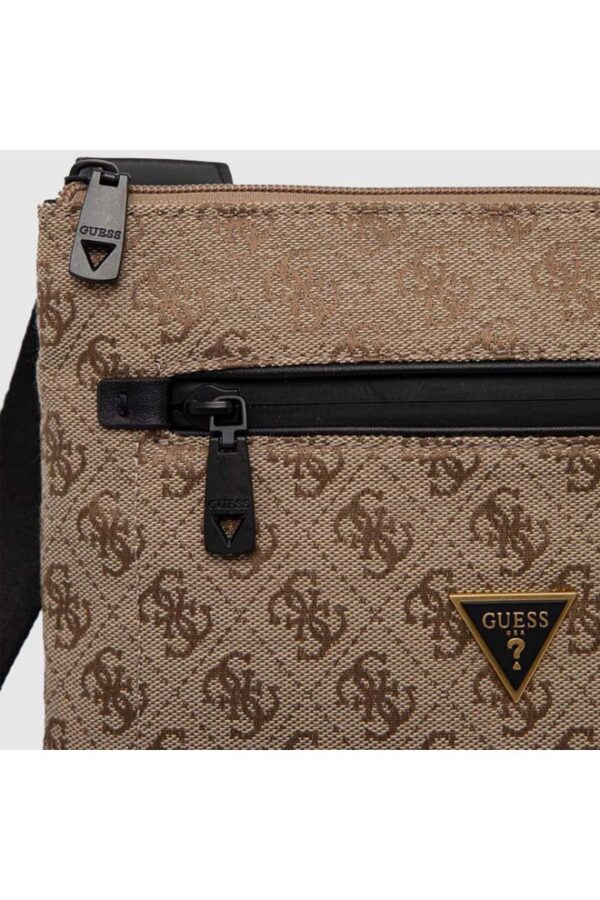 GUESS Brązowa torba męska na ramię w logo z saszetką
