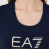 EA7 Granatowy damski t-shirt ze srebrnym logo