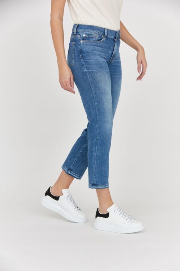 7 FOR ALL MANKIND Jasnoniebieskie jeansy damskie THE STRAIGHT CROP SLIM ILLUSION