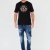 JUST CAVALLI Czarny męski t-shirt Fiche Gold