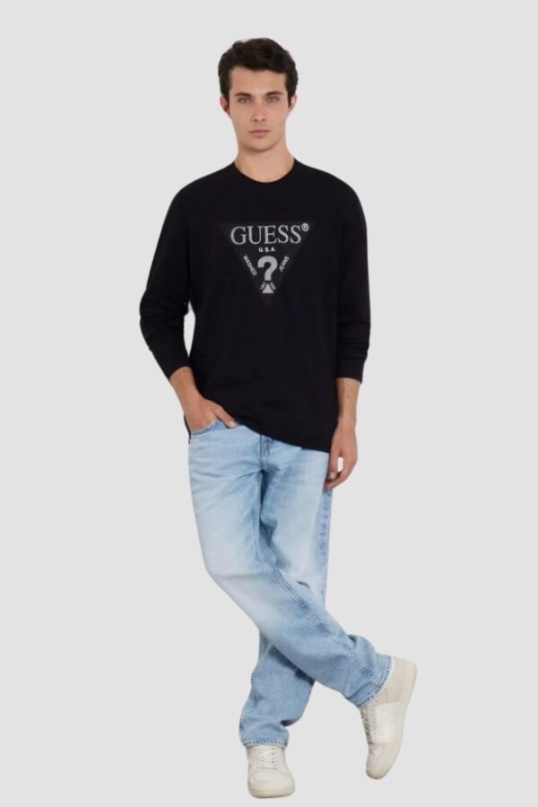 GUESS Czarny męski longsleeve Ls Cn