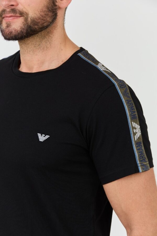 EMPORIO ARMANI Czarny męski t-shirt bande logo