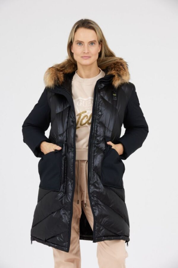 BLAUER Czarna damska puchowa kurtka Gwendolyn z kapturem