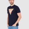 GUESS Granatowy bawełniany męski T-shirt slim fit
