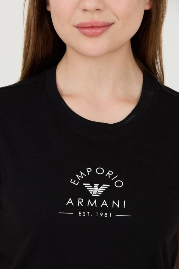 EMPORIO ARMANI Czarny damski t-shirt Uni Logo Printe