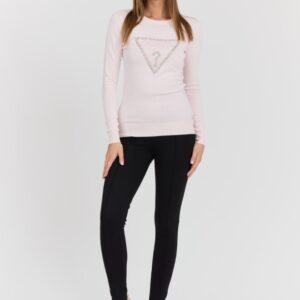 GUESS Różowy damski sweter Rylie Triangle Logo